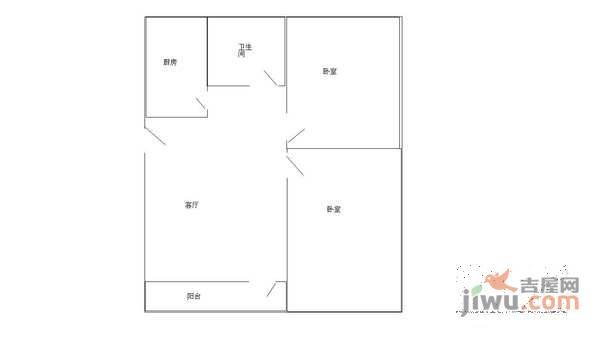 马莲道小区2室1厅1卫58㎡户型图