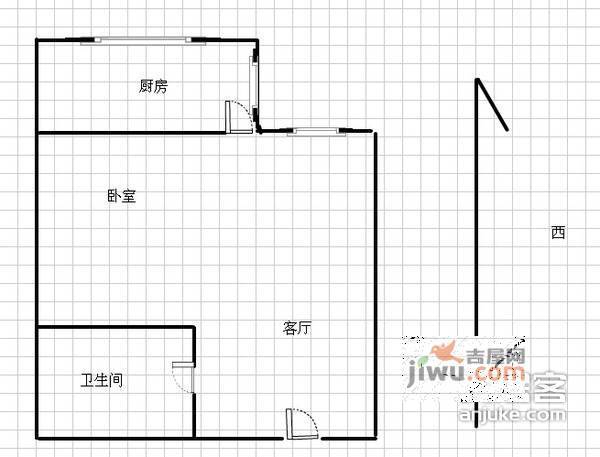 广安门白菜湾四巷1室1厅1卫39㎡户型图