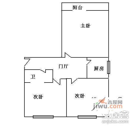 永居西里3室1厅1卫58㎡户型图