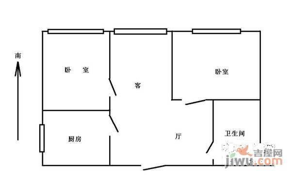 舒舍2室1厅1卫71㎡户型图