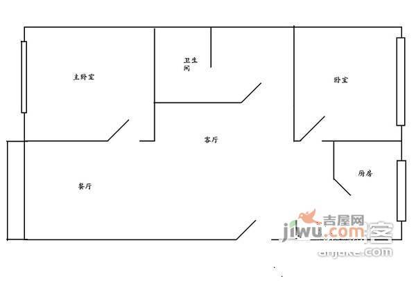 广安苑小区2室2厅1卫93㎡户型图