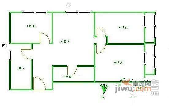 南线里小区3室1厅1卫99㎡户型图