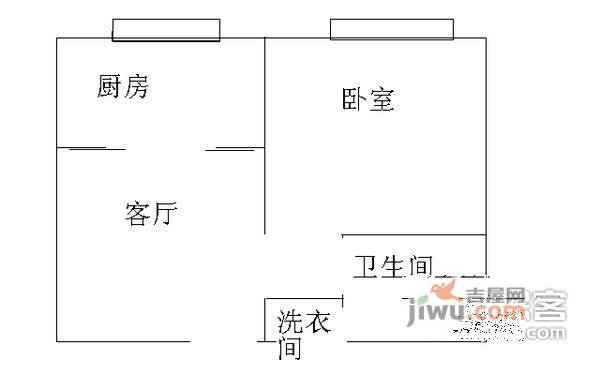 源屋曲1室1厅1卫66㎡户型图