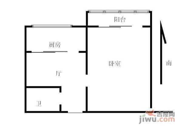 红莲南里1室1厅1卫48㎡户型图