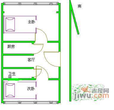 恒昌花园2室1厅1卫88㎡户型图