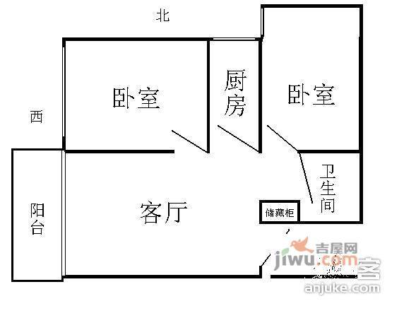 凌云居2室1厅1卫87㎡户型图