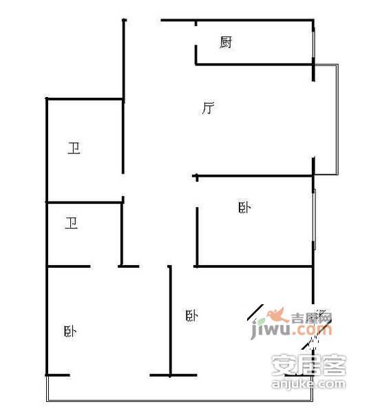 凌云居3室1厅1卫131㎡户型图