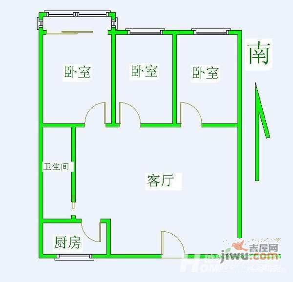 乐城3室1厅1卫140㎡户型图