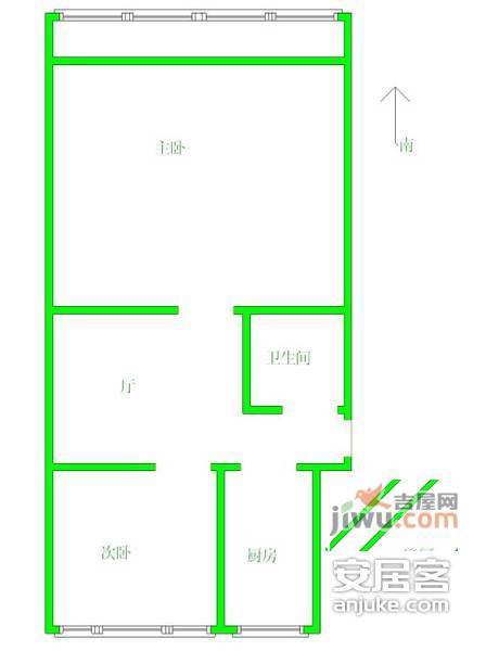 建功北里2室1厅1卫83㎡户型图