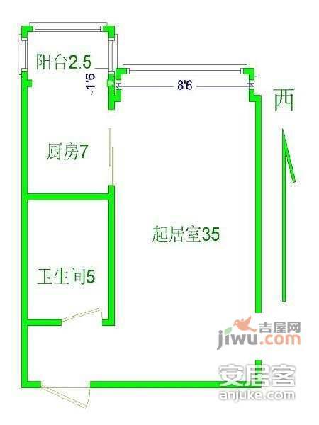 似海怡家1室1厅1卫68㎡户型图