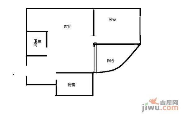 似海怡家1室1厅1卫68㎡户型图