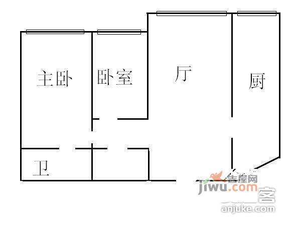 蝶翠华庭2室1厅1卫107㎡户型图