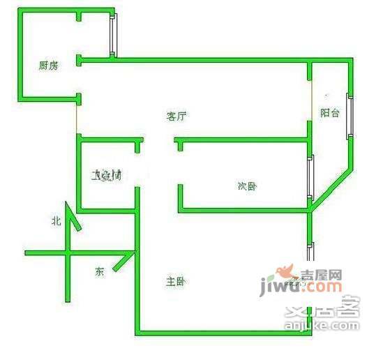 康乐里小区2室1厅1卫1142㎡户型图