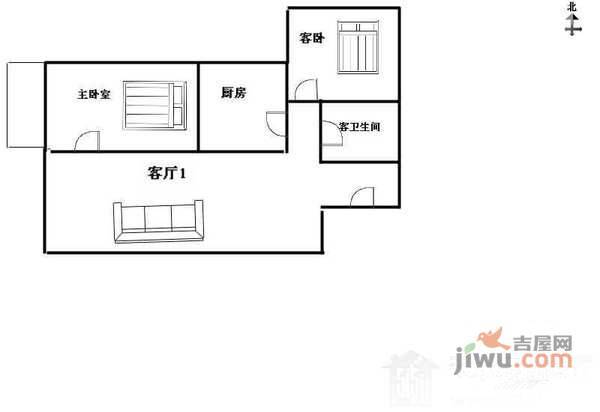 汽北小区2室1厅1卫户型图