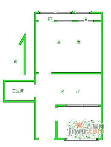 汽北小区1室1厅1卫56㎡户型图