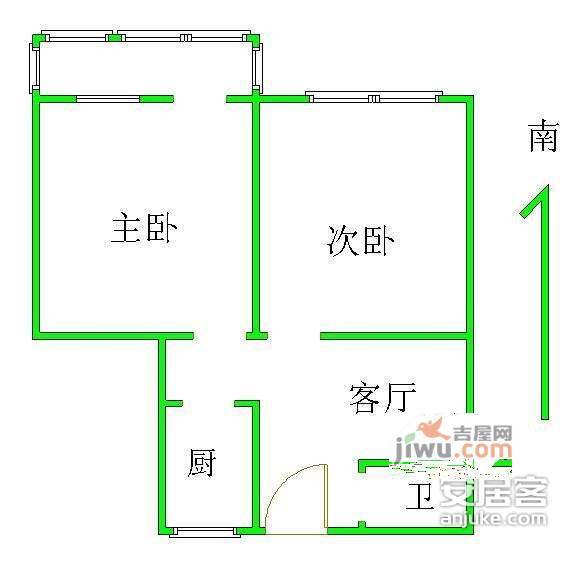 汽南小区2室1厅1卫62㎡户型图