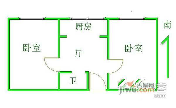 汽南小区2室1厅1卫62㎡户型图