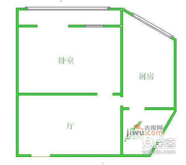 富国里小区1室1厅1卫56㎡户型图