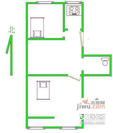 富国里小区2室1厅1卫65㎡户型图