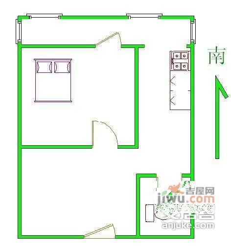 富国里小区1室1厅1卫56㎡户型图