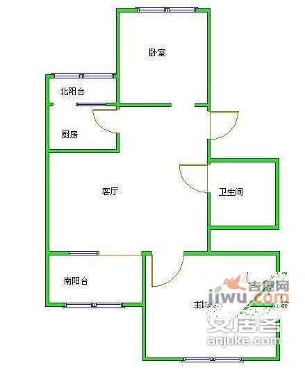 富国里小区2室1厅1卫65㎡户型图