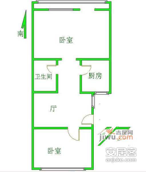 如意里2室1厅1卫63㎡户型图