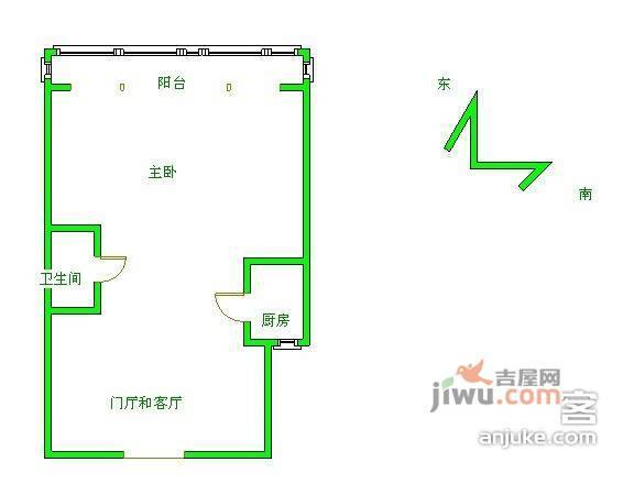 德宝小区1室1厅1卫44㎡户型图