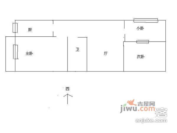 德宝小区3室1厅1卫80㎡户型图