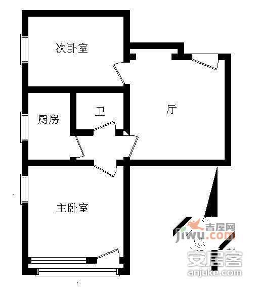 西直门大钱市2室1厅1卫72㎡户型图