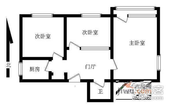 西直门大钱市3室1厅1卫户型图