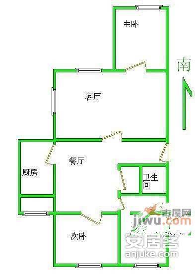 国英绿景公寓3室2厅1卫户型图