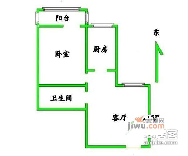 国英绿景公寓3室1厅1卫109㎡户型图