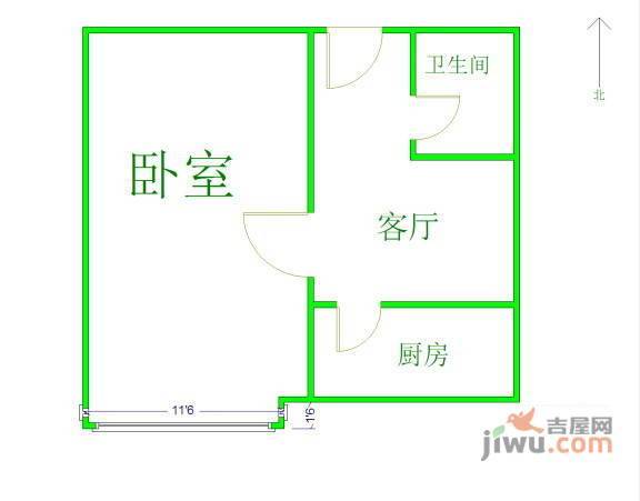 新海苑1室1厅1卫户型图