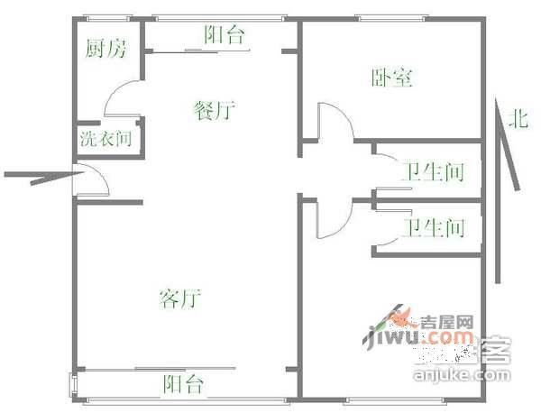 锦官苑2室2厅2卫168㎡户型图