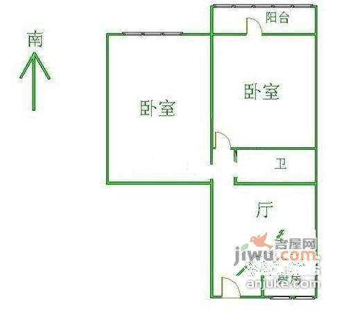 车公庄甲5号楼2室1厅1卫60㎡户型图