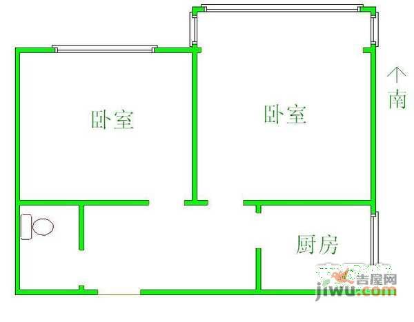 后海南沿2室1厅1卫户型图