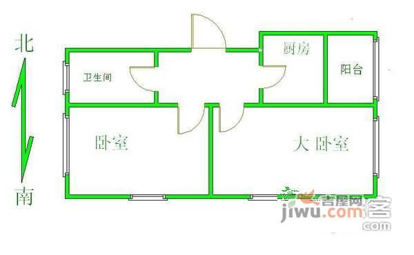 百万庄辰区2室1厅1卫户型图