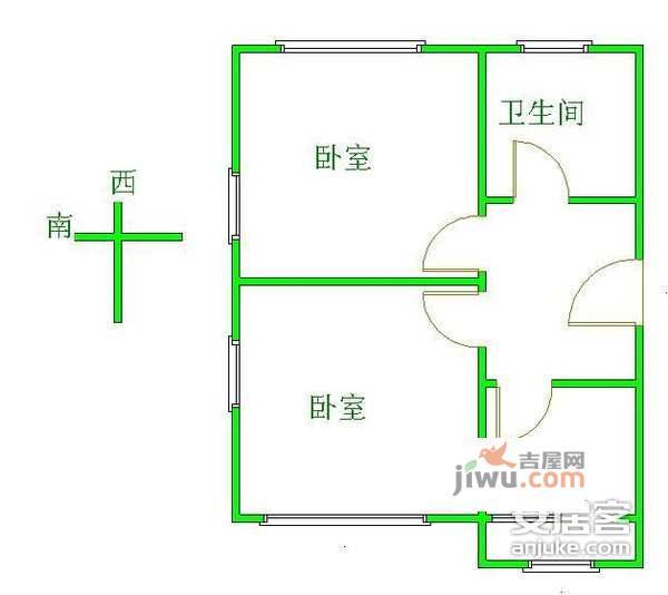 百万庄辰区2室1厅1卫户型图