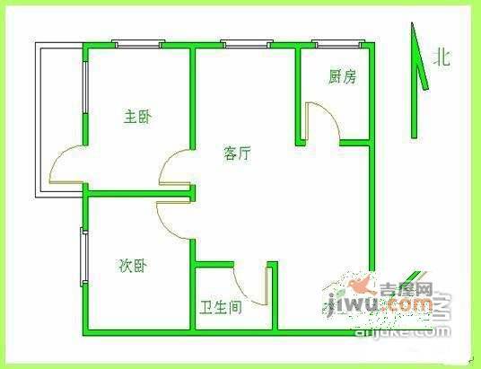 车公庄小区2室1厅1卫91㎡户型图