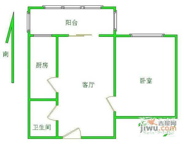 车公庄小区1室1厅1卫户型图