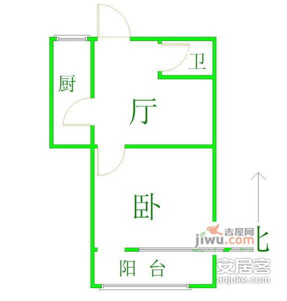 南露园1室1厅1卫51㎡户型图