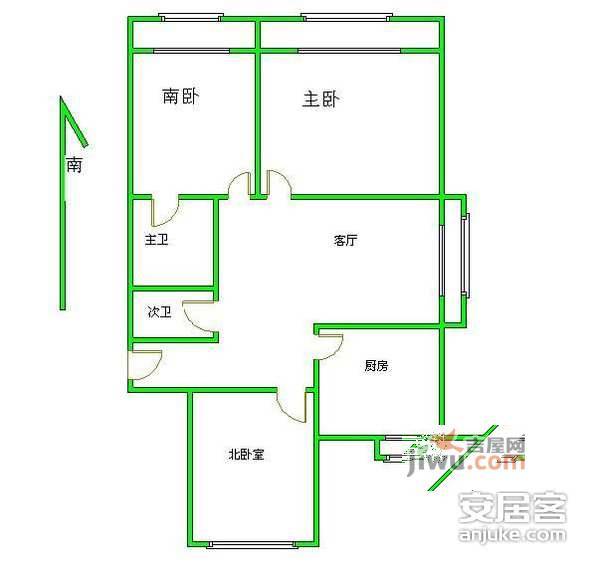 南露园3室2厅2卫户型图