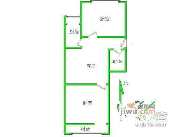 南露园2室1厅1卫78㎡户型图