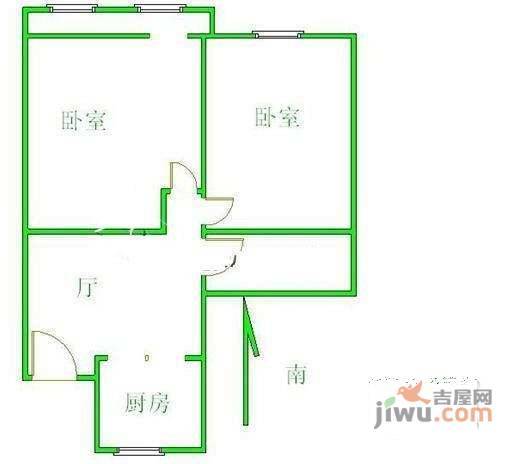 车公庄文化园2室1厅1卫67㎡户型图