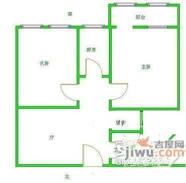 车公庄文化园2室1厅1卫67㎡户型图