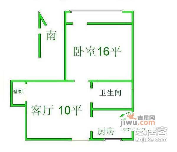 车公庄文化园1室1厅1卫46㎡户型图