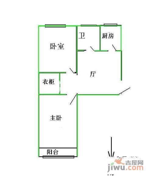 南礼士路三条北里2室1厅1卫65㎡户型图