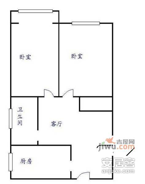 木樨地北里2室1厅1卫85㎡户型图