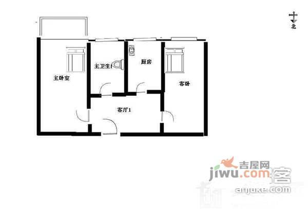 木樨地北里2室1厅1卫85㎡户型图