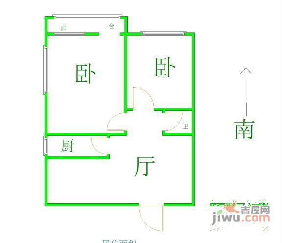 木樨地北里2室1厅1卫85㎡户型图